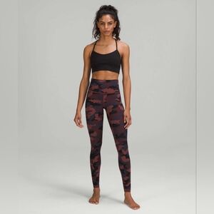 EUC Lululemon Wunder Under High Rise Tight 28" Smoky Red Night Camo Leggings, 4